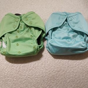 Reusable Cloth Diapers - Green and Blue